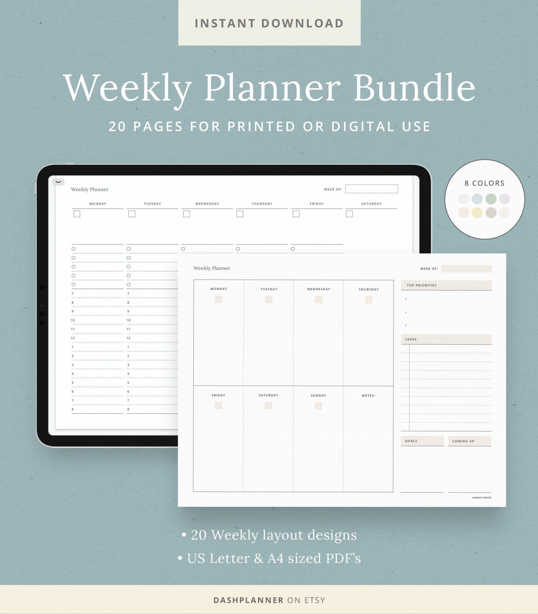 Weekly Planner Bundle Printable Digital Planner Goodnotes - Etsy