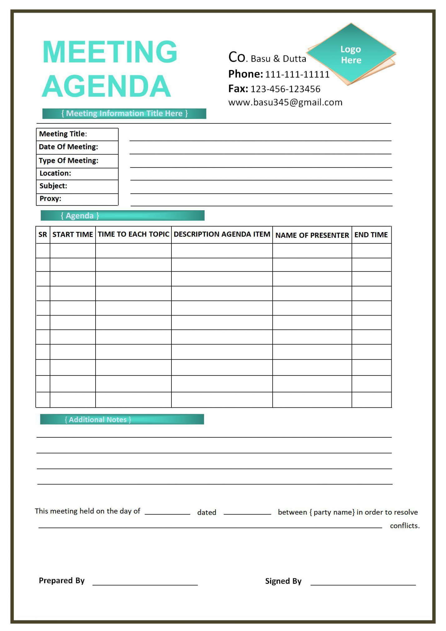 Well-organized  Meeting Minutes Template Word Free Download