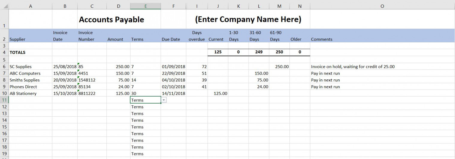 Accounts Payable Template - Free Download Payable Template