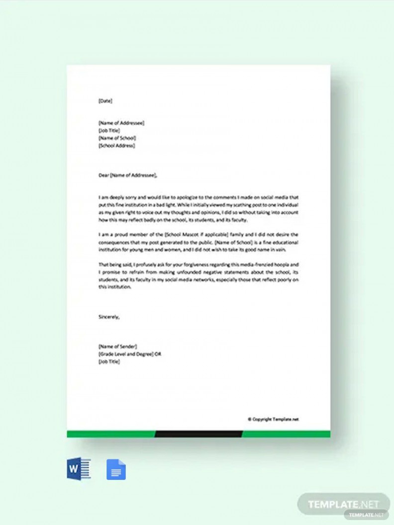 Apology Letter to School Template - Download in Word, Google Docs