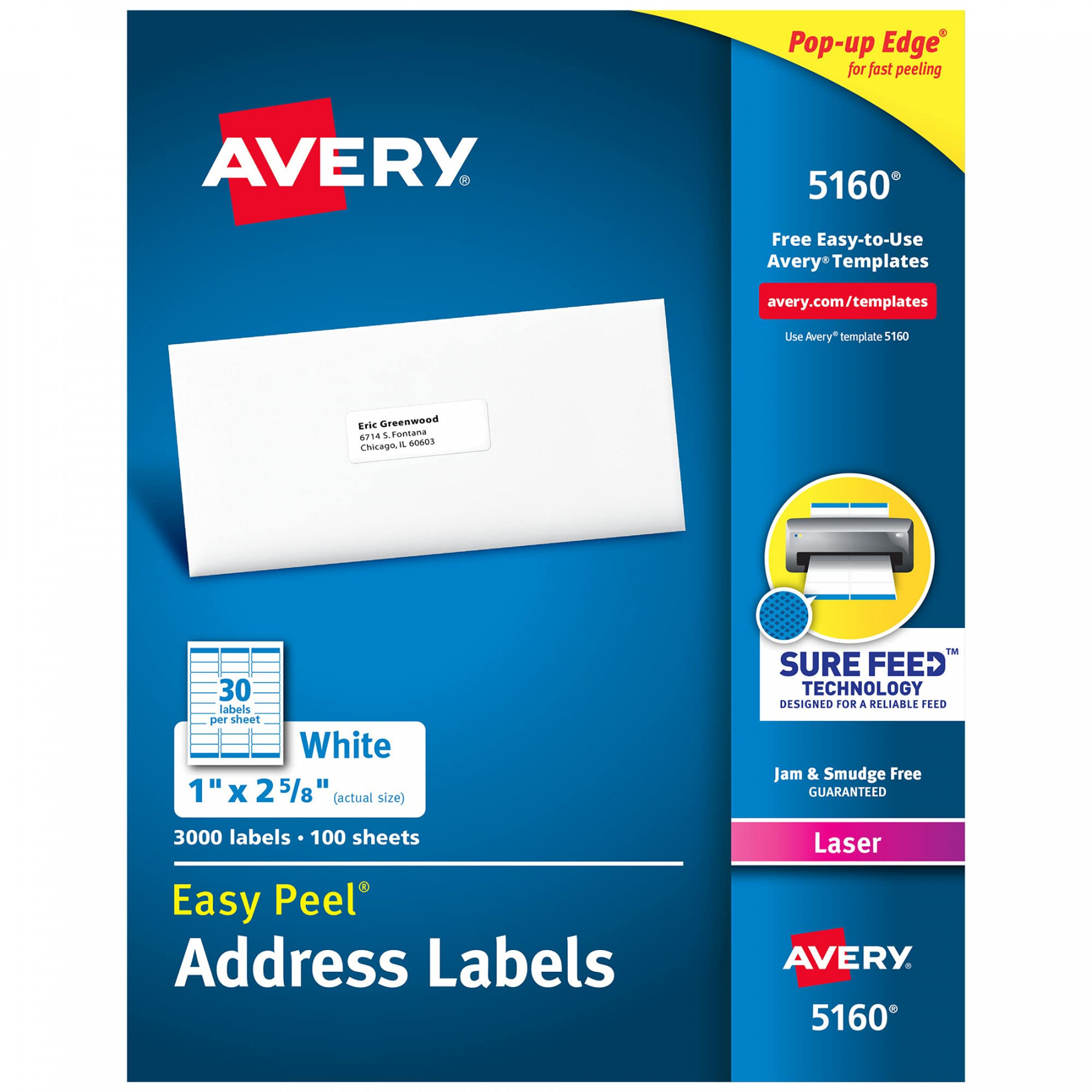 Avery  Easy Peel Address Labels, White,  x -/ Inch, ,