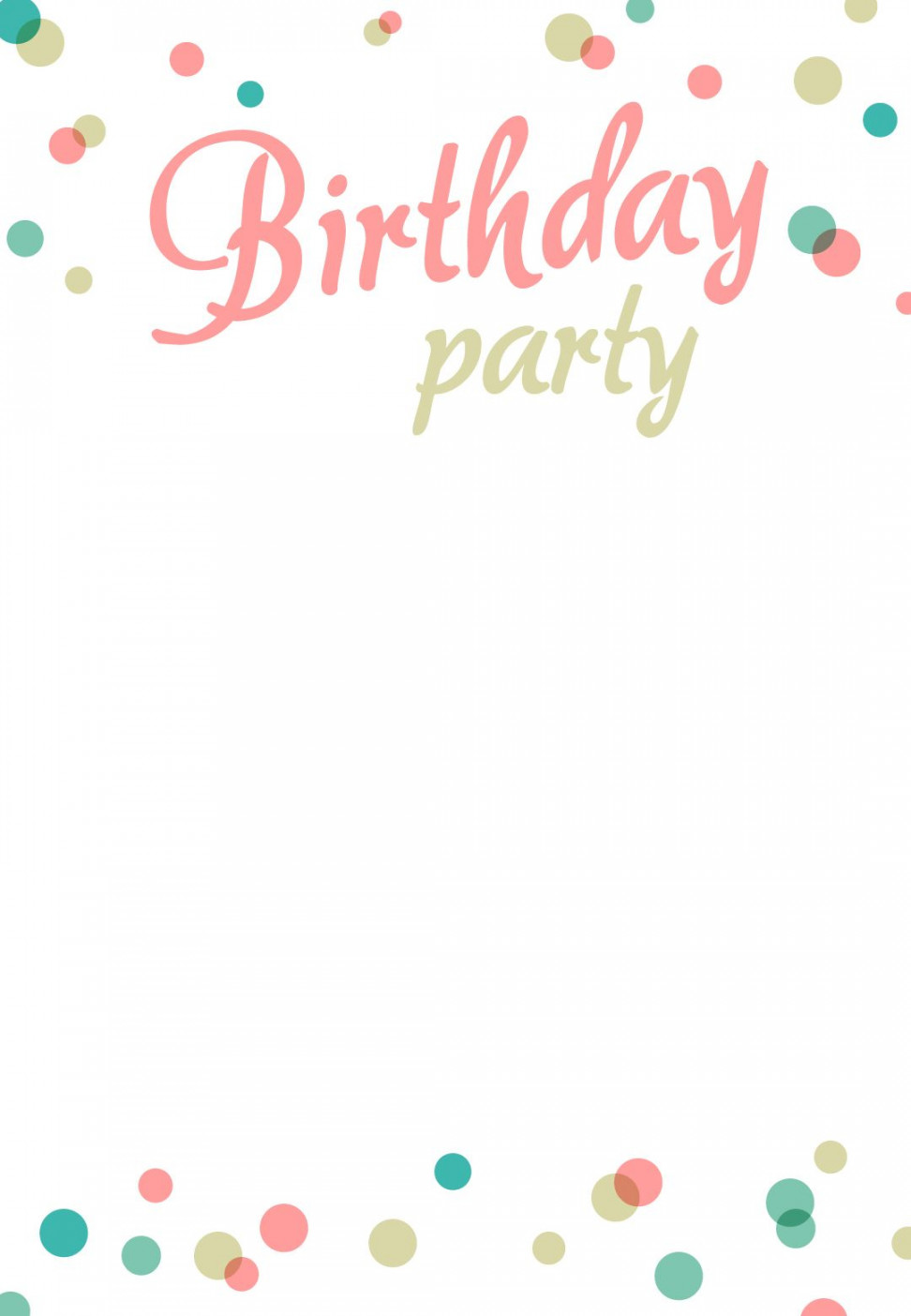 Birthday Party Dots - Free Birthday Invitation Template