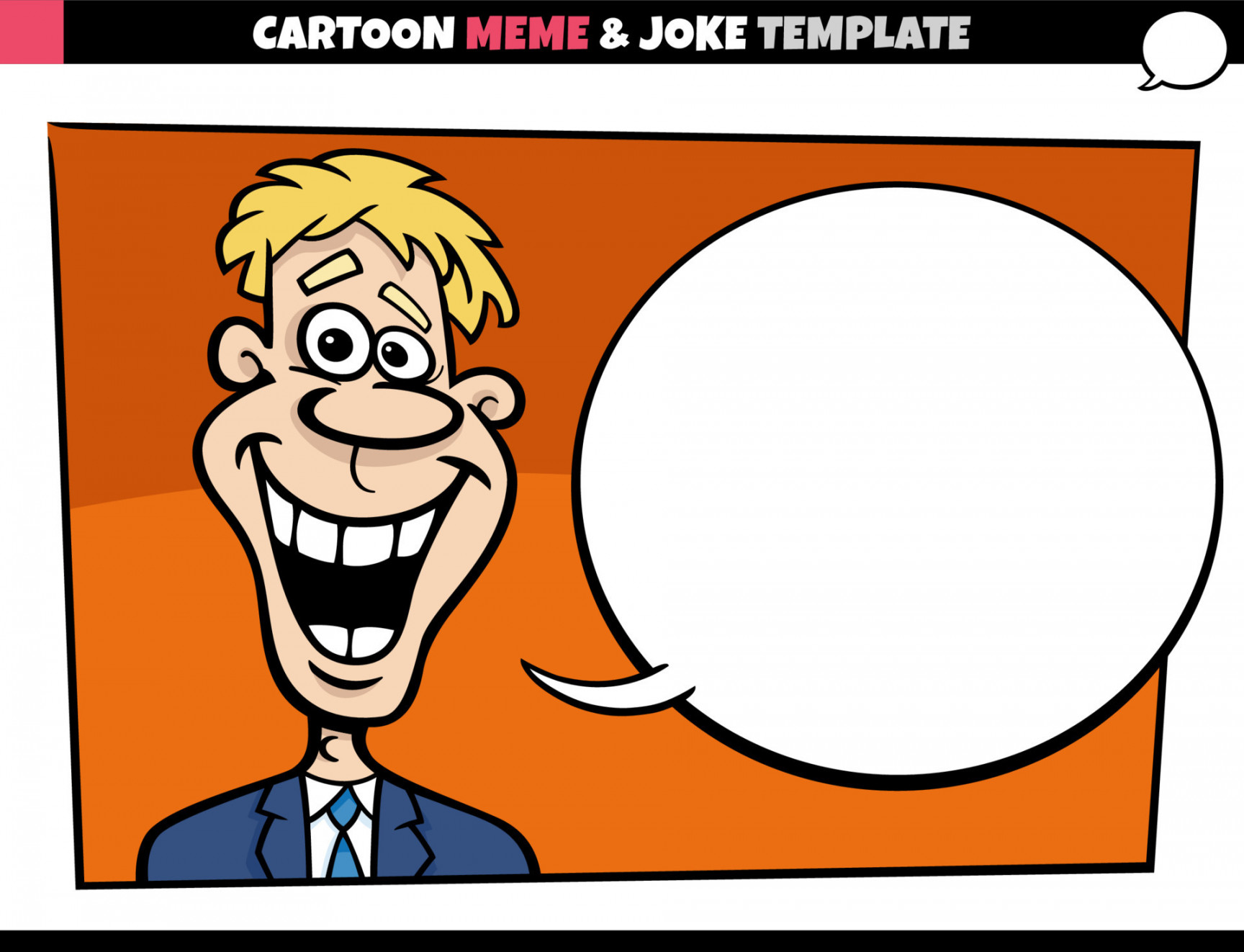 cartoon meme template with speech bubble and comic guy