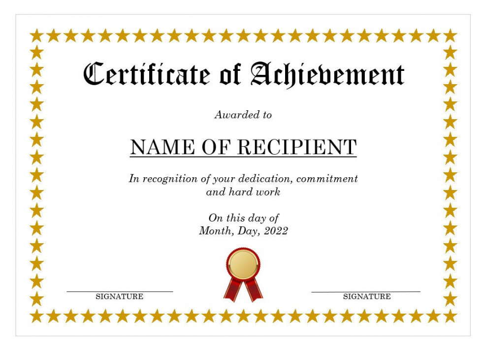 Certificate of Achievement Template Microsoft Word Digital - Etsy UK