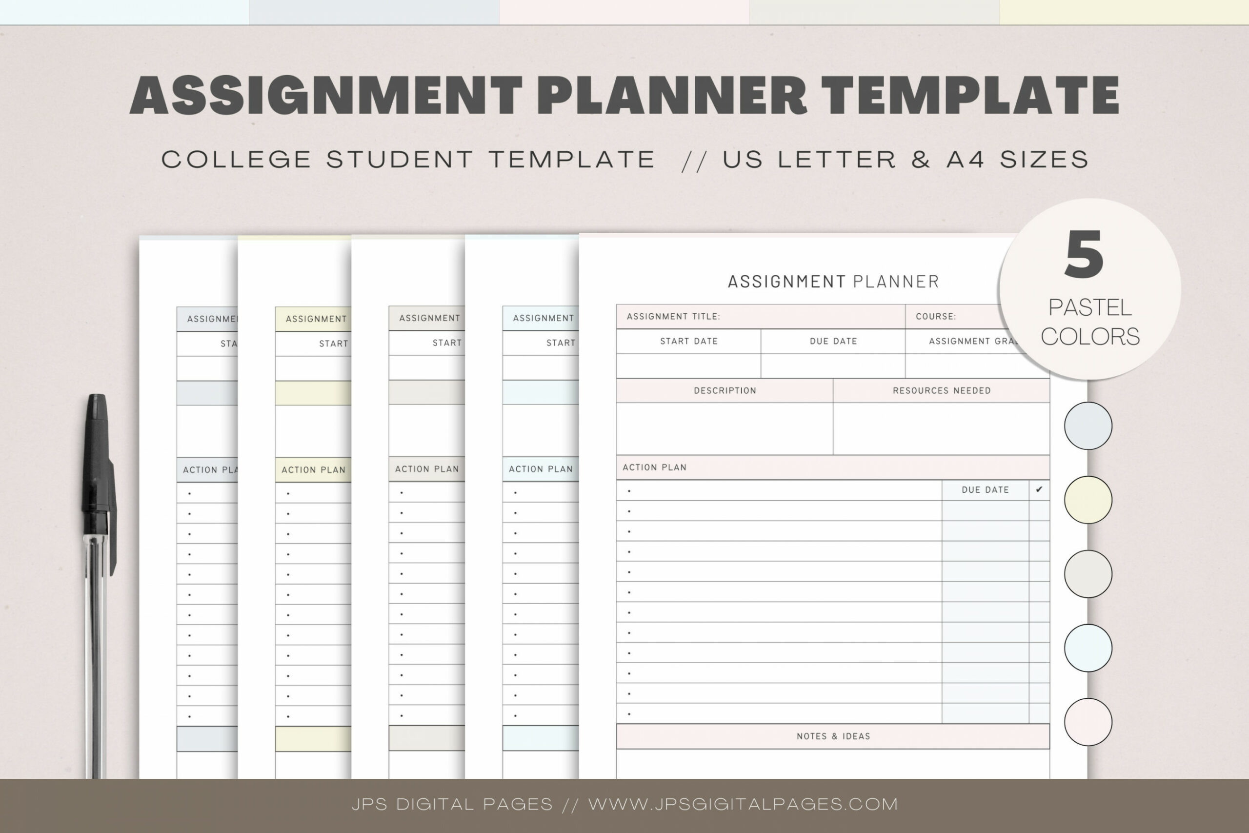 College Assignment Planner Template Homework Planner School - Etsy UK