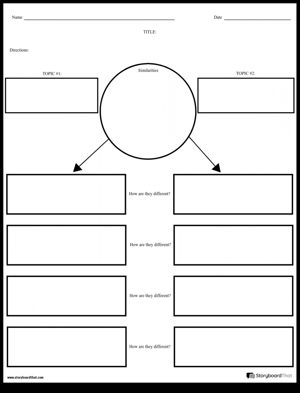 Compare Contrast Chart Storyboard by worksheet-templates