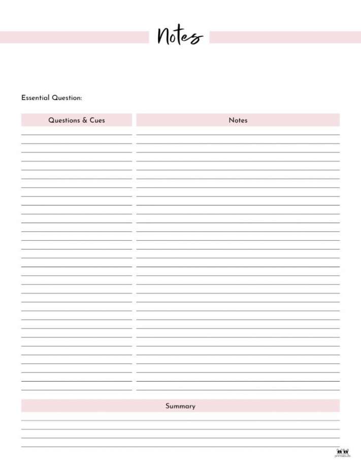 Cornell Notes Templates -  FREE Printables  Printabulls