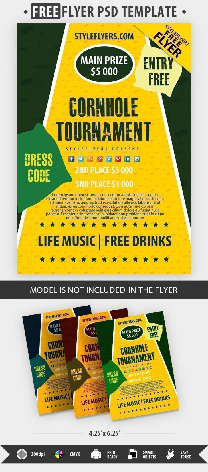 Cornhole Tournament FREE Flyer PSD Template Free Download #