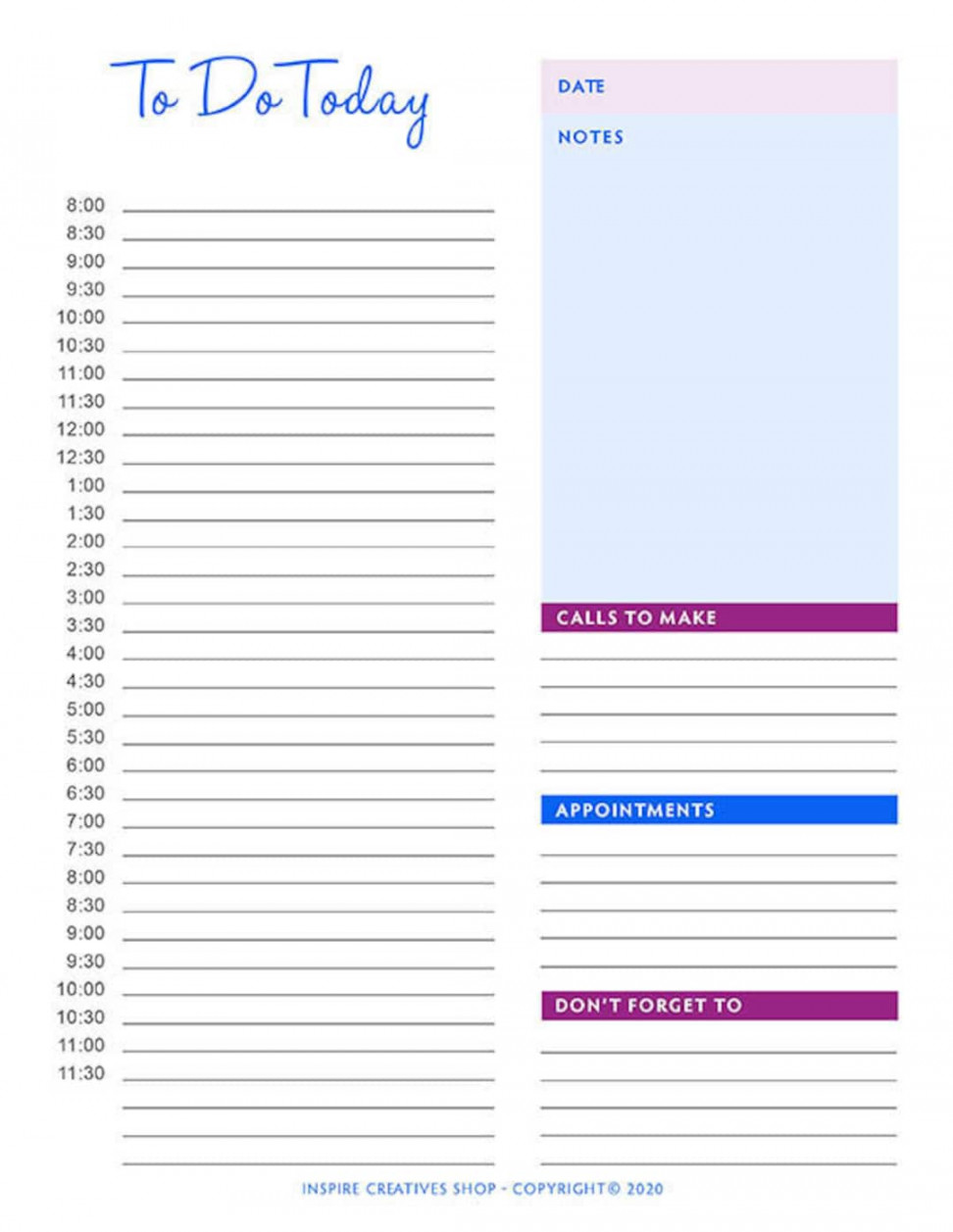 Daily Hourly Time Log Time Management to Do List Planner Sheet - Etsy