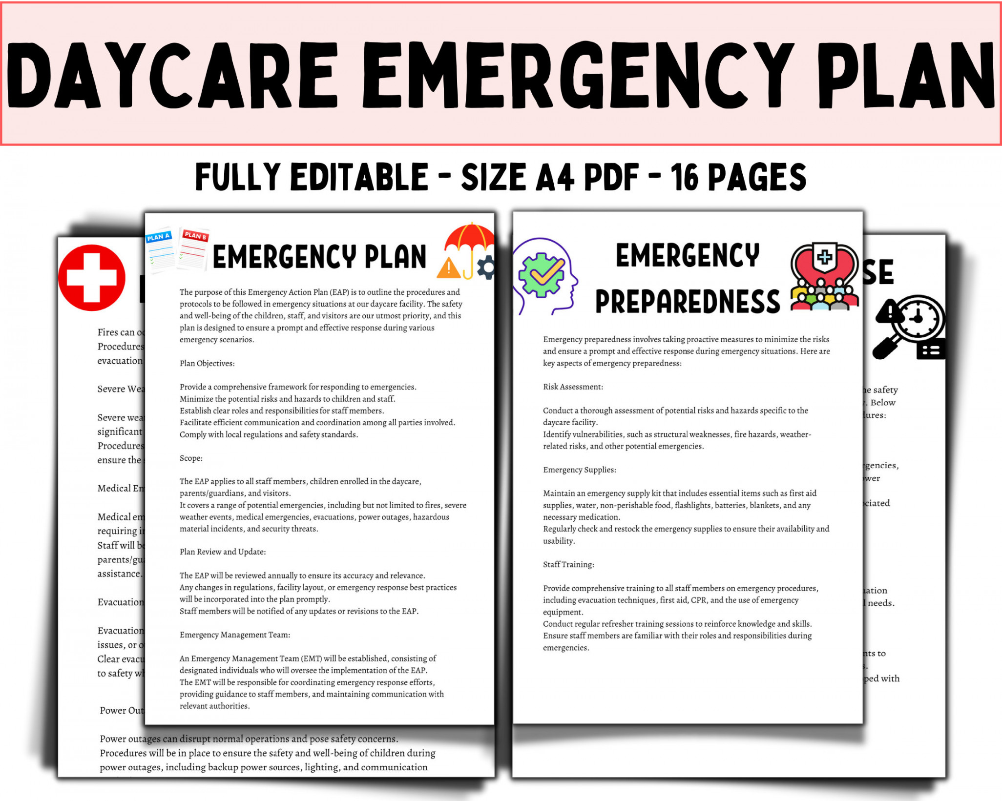 Daycare Emergency Plan Childcare Emergency Plan Template - Etsy