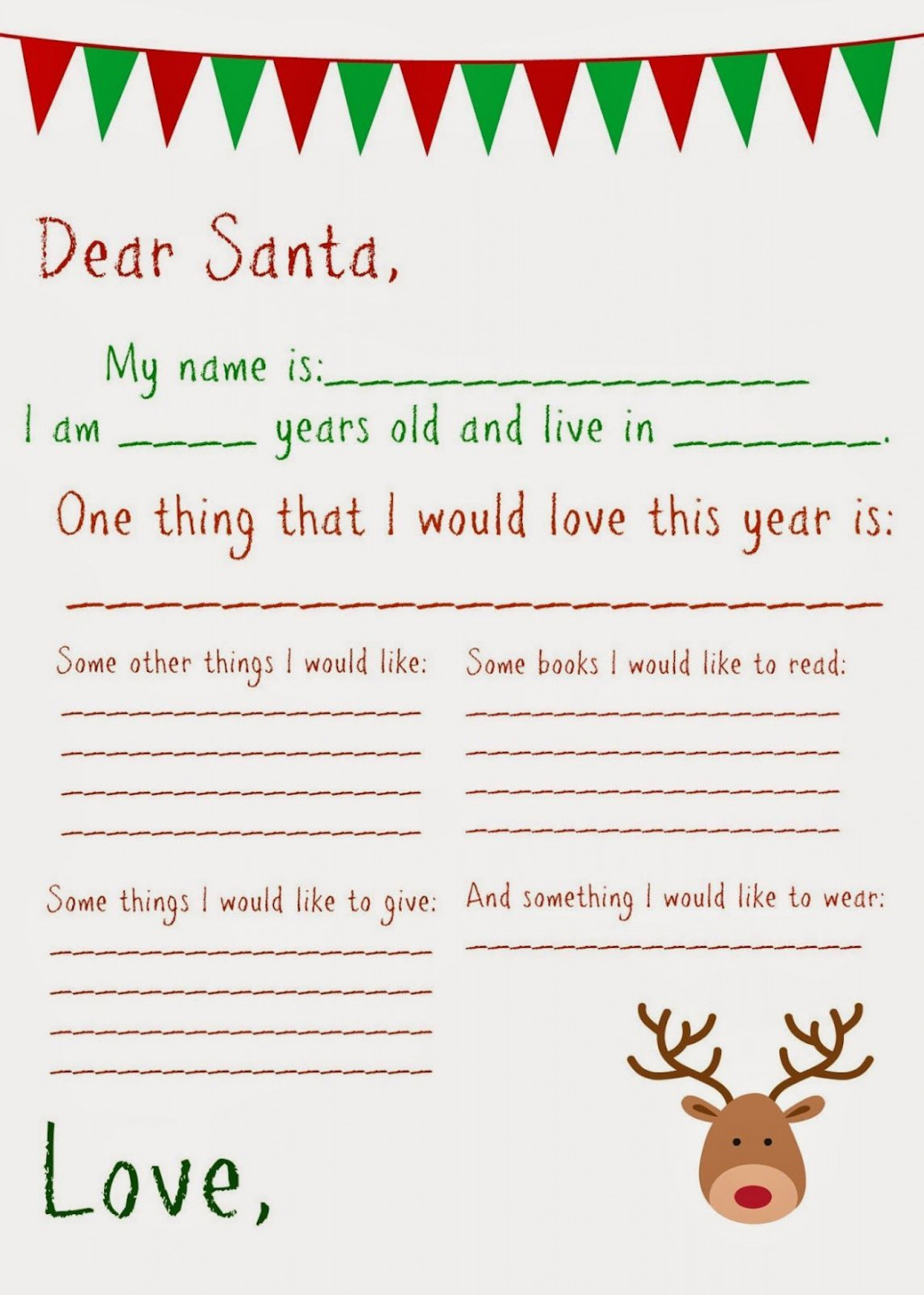 Dear Santa Letter (Free Printable)  Christmas letter template