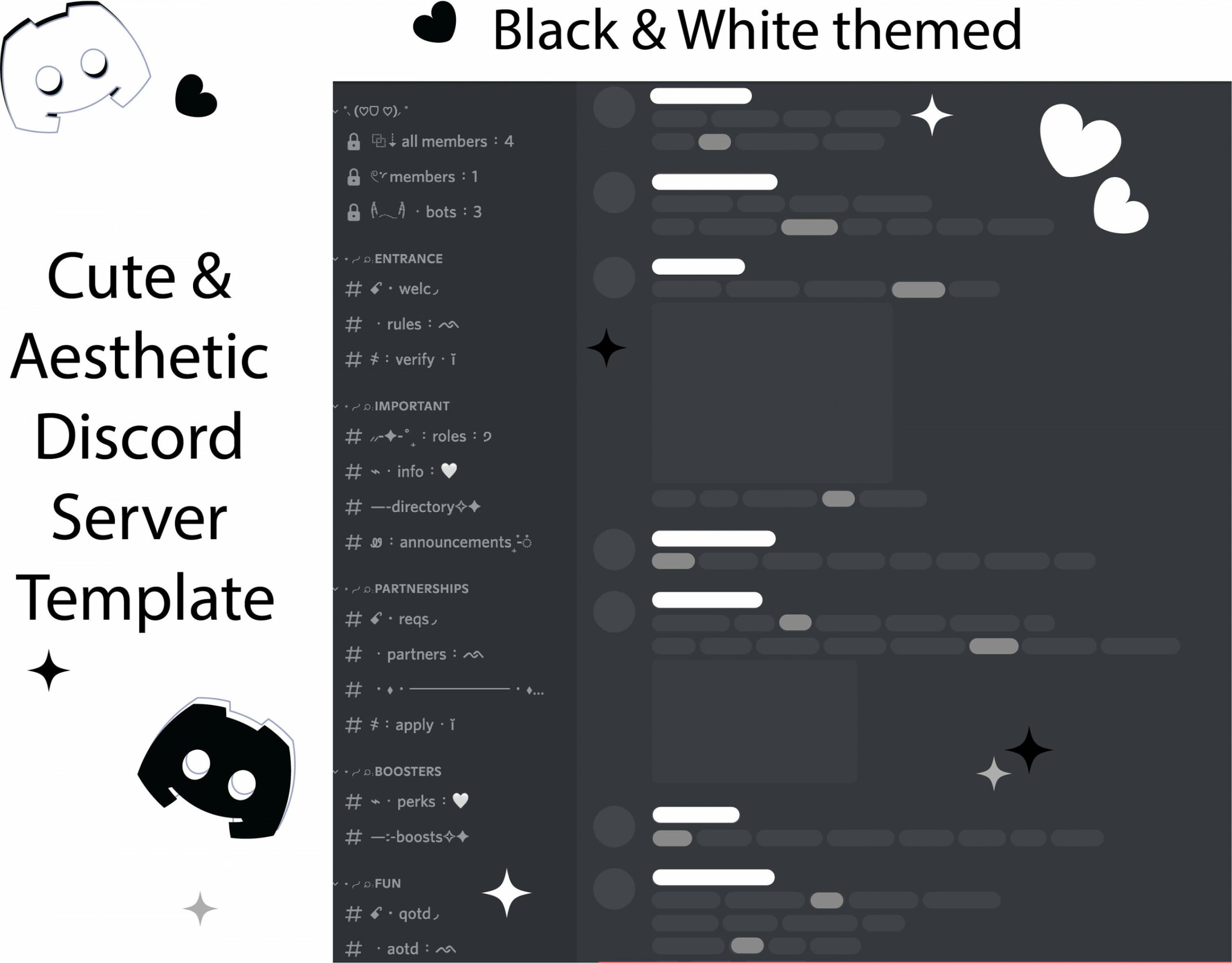 Discord Server Template White Minimalist Community Aesthetic - Etsy