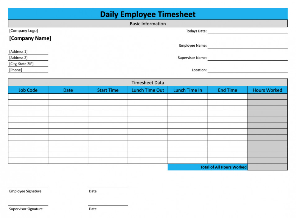 Download Daily Timesheet Template For Free - Replicon