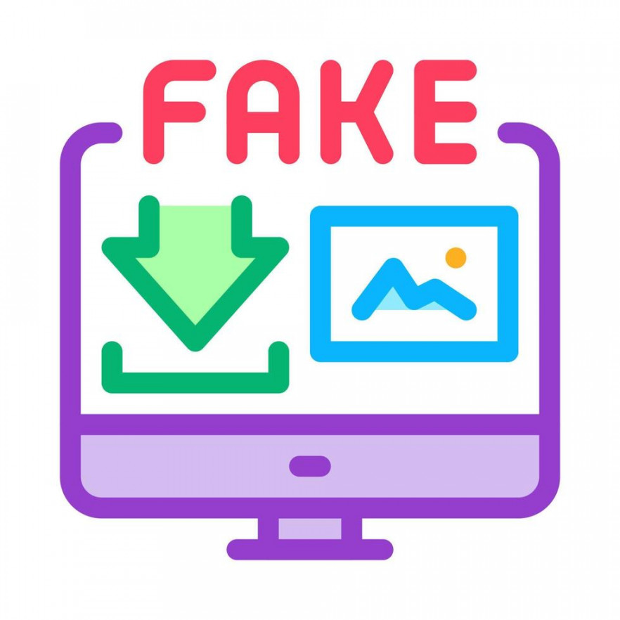 downloading fake image icon vector outline illustration