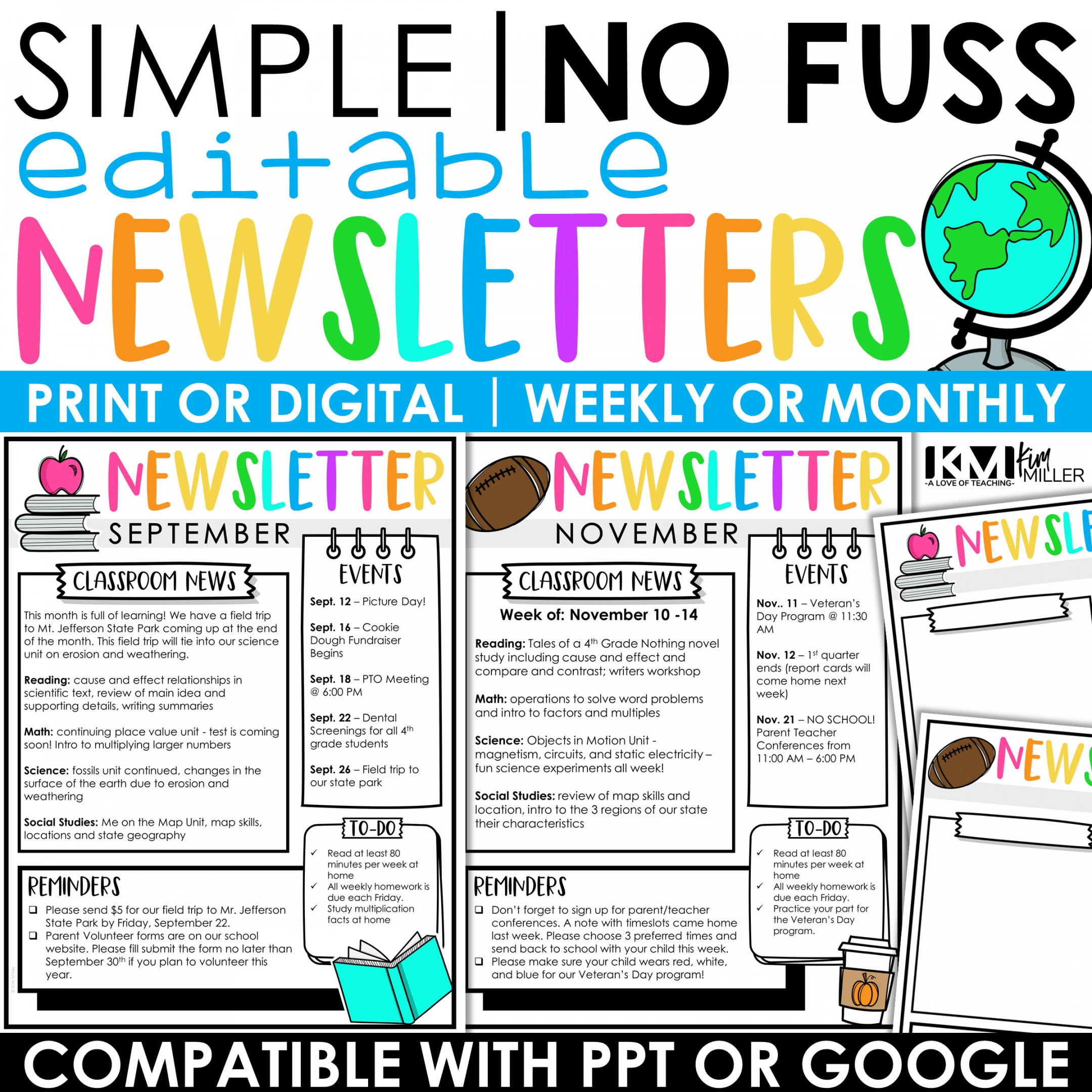 Editable Classroom Newsletter Templates - A Love of Teaching  Kim