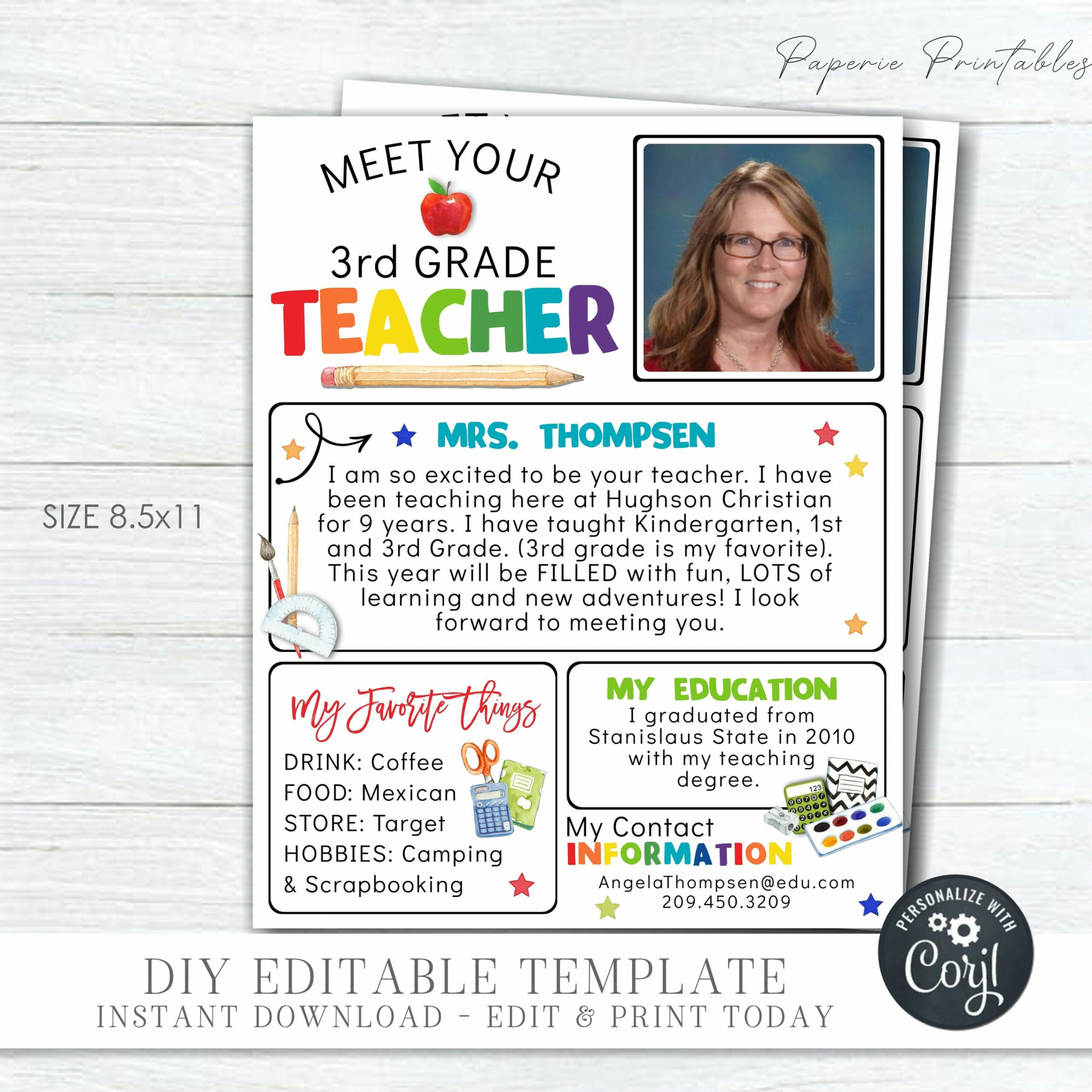 EDITABLE Meet Your Teacher Template Back to School Meet the - Etsy