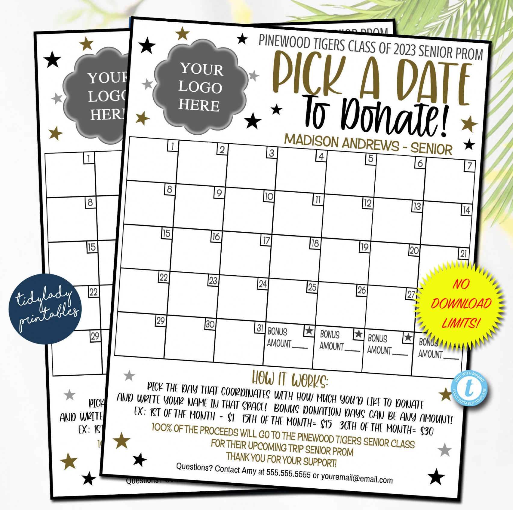 EDITABLE Prom Pick a Date to Donate Printable Senior Class - Etsy