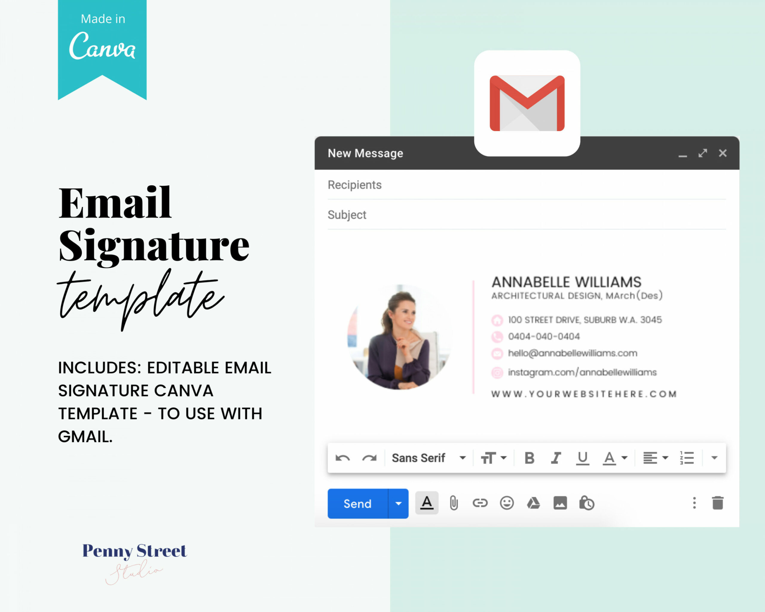 Email Signature Template Gmail Template Email Template Canva