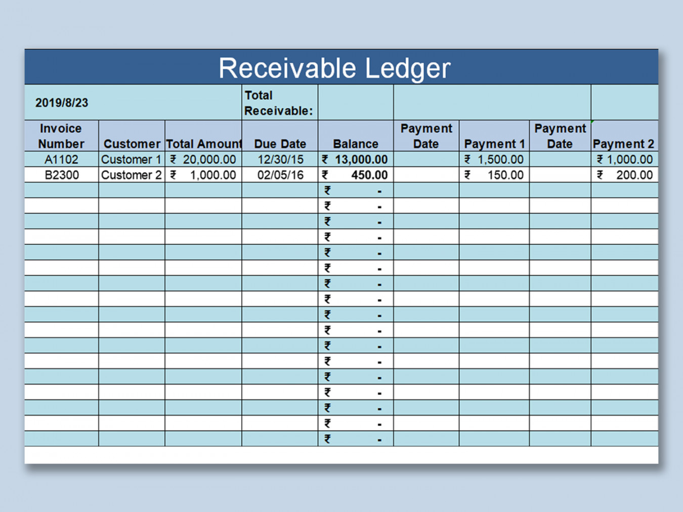 EXCEL of Accounts Receivable