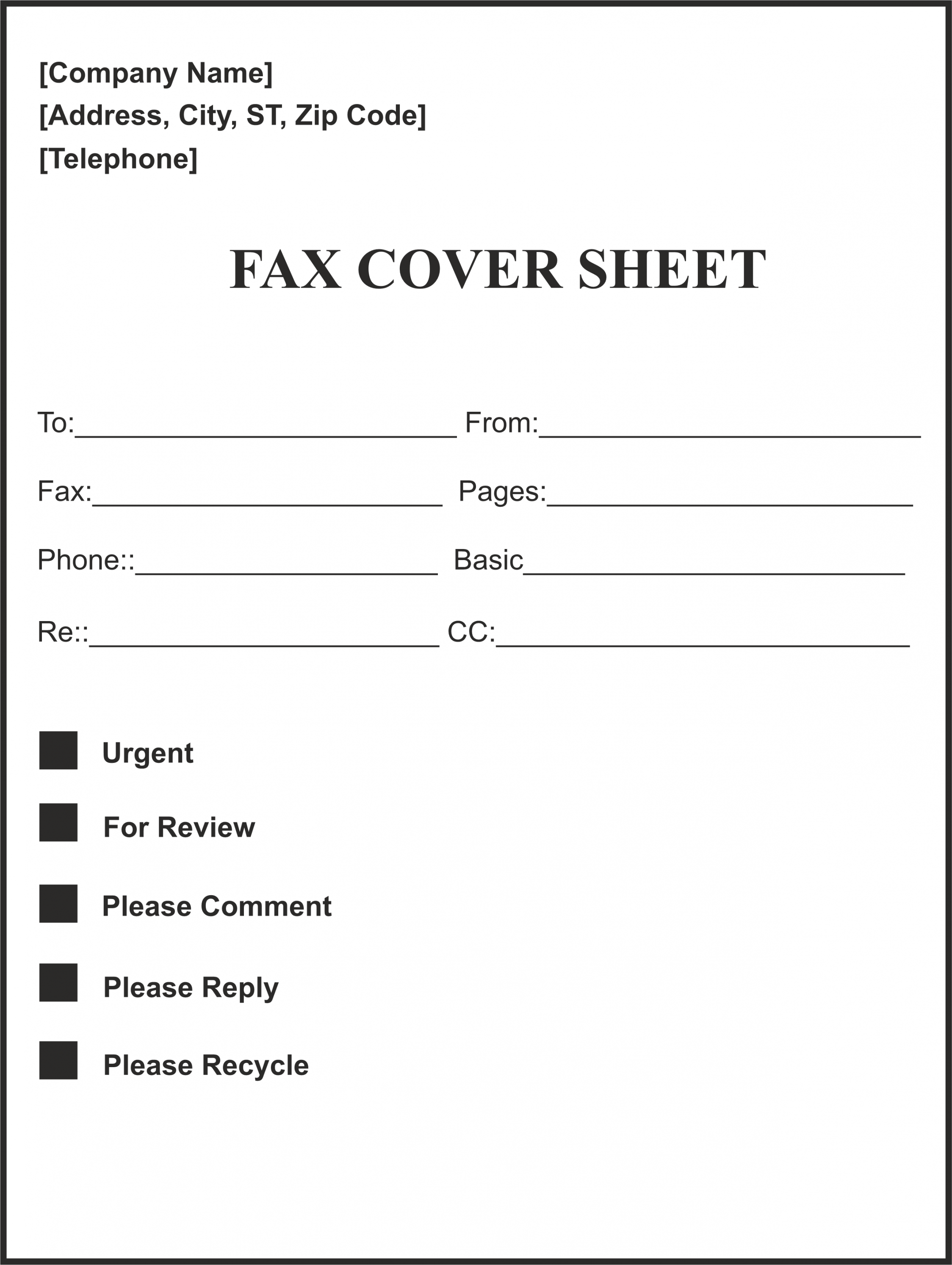 Fax Cover Sheet Fillable  Fax cover sheet, Cover sheet template