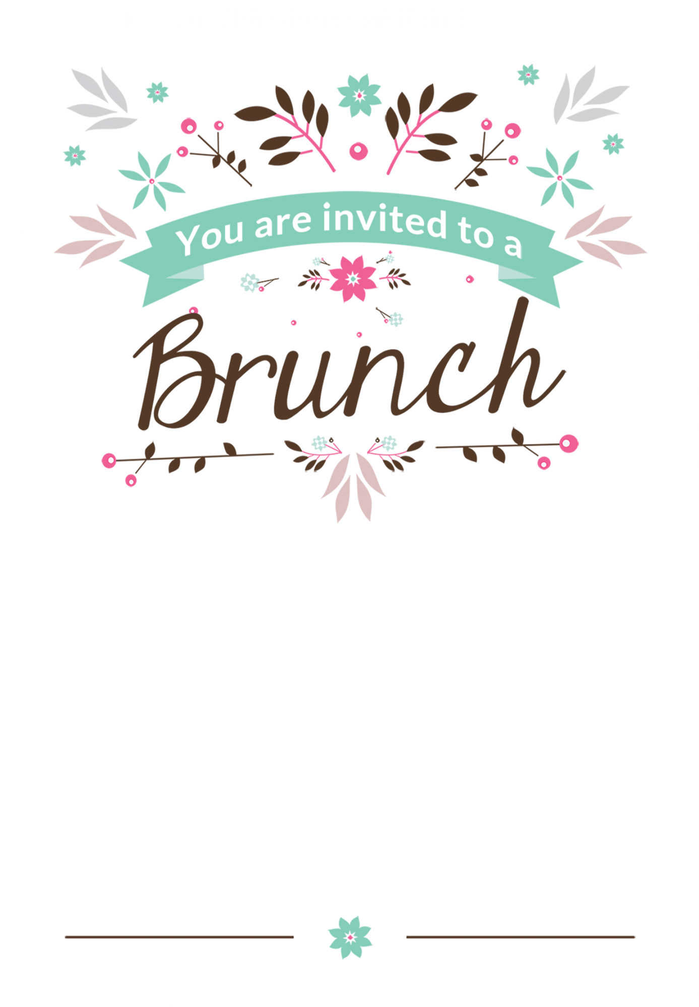 Flat Floral - Free Brunch & Lunch Invitation Template  Greet