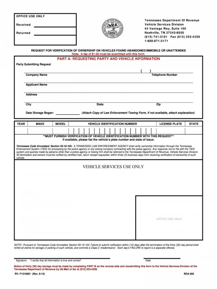 Form TN RV-F Fill Online, Printable, Fillable, Blank