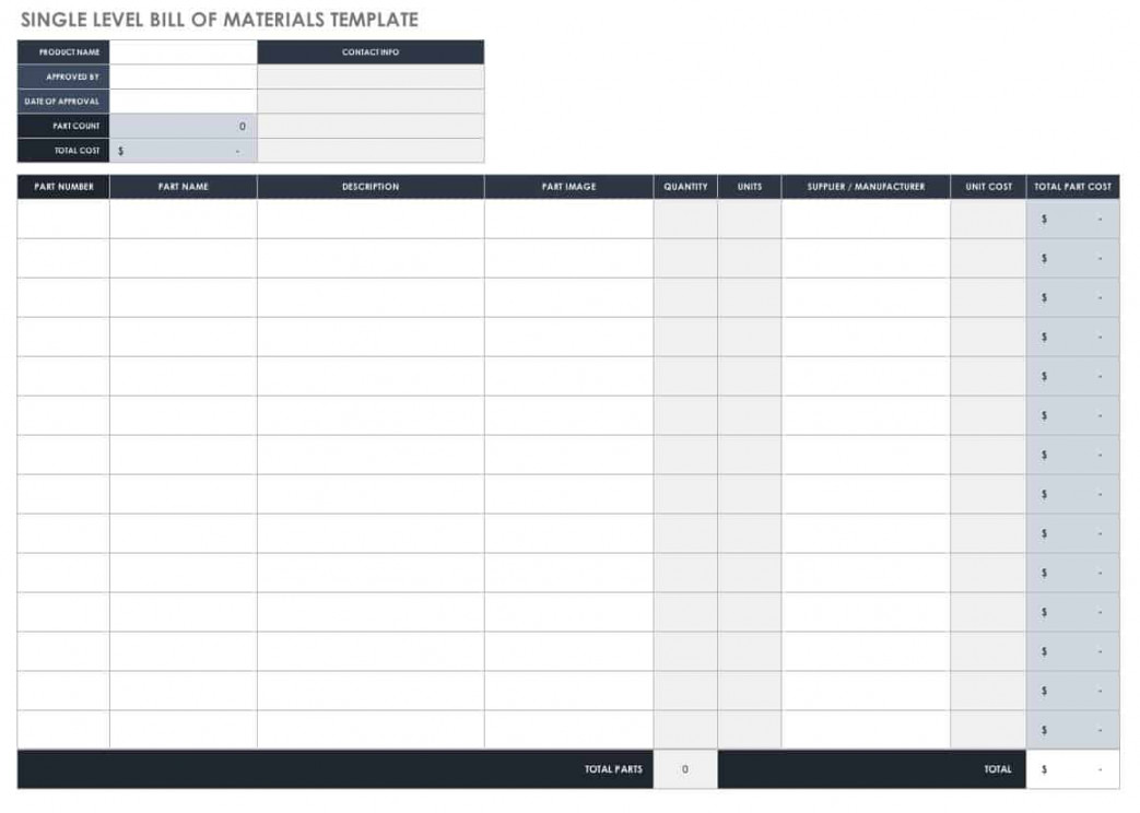 Free Bill of Material Templates  Smartsheet