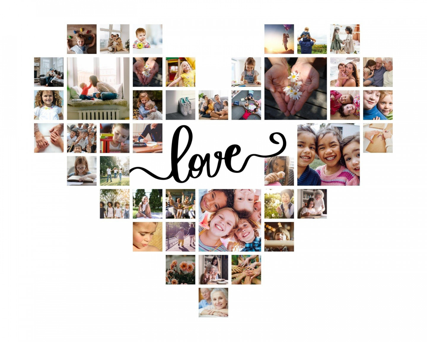 Free custom printable heart-shaped photo collage templates  Canva