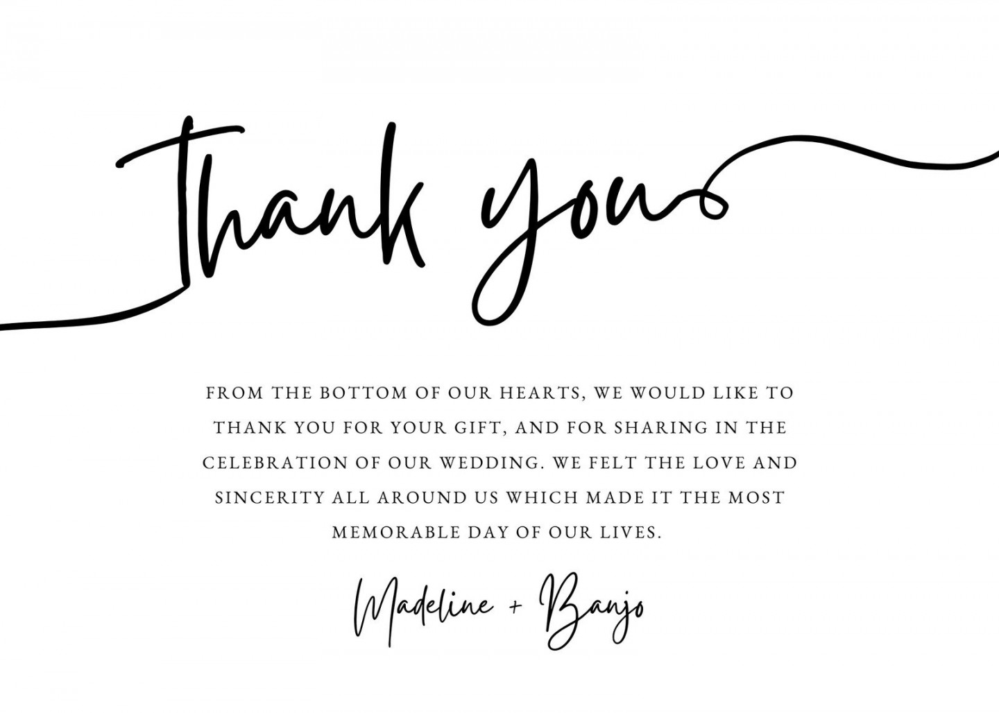 Free custom printable wedding thank you card templates  Canva