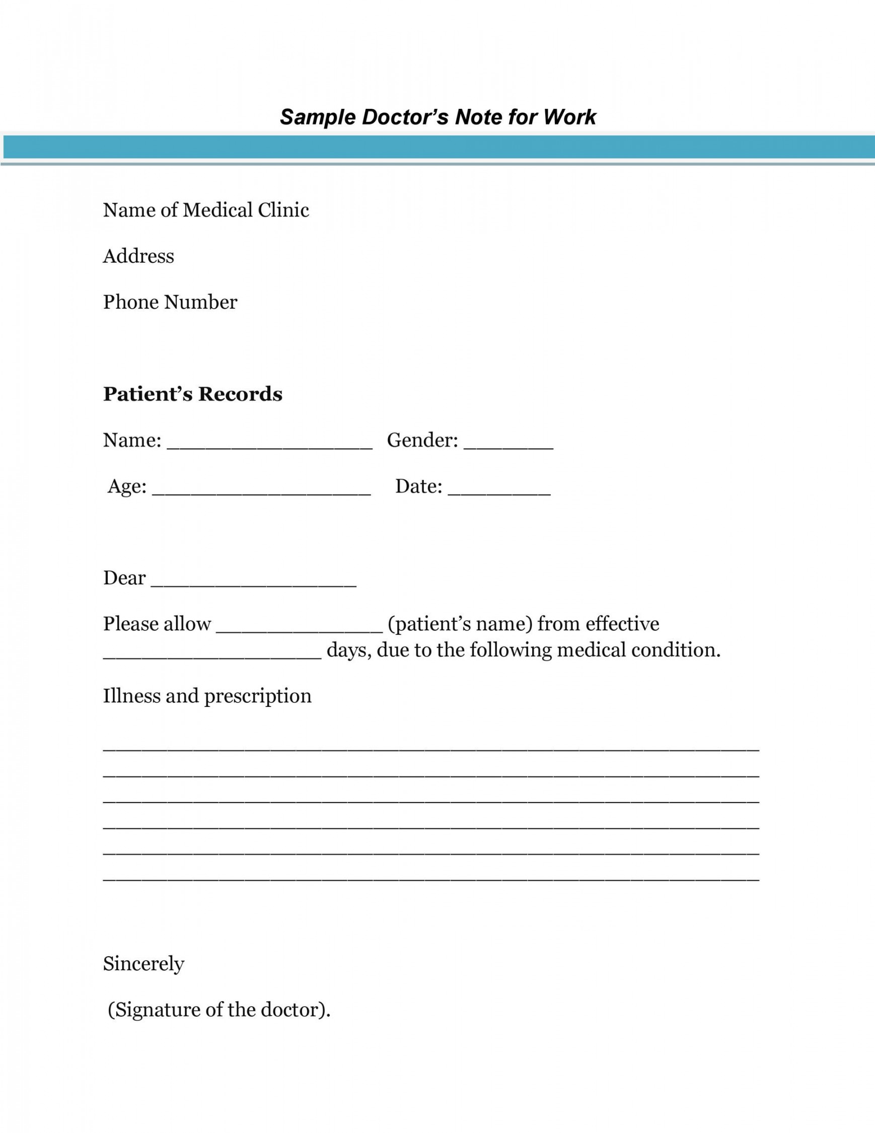 Free Doctor Note Templates [for Work or School]