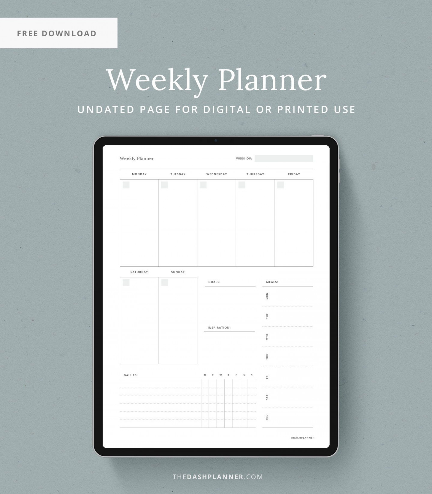 Free Downloads — Dash Planner  Study planner printable, Weekly