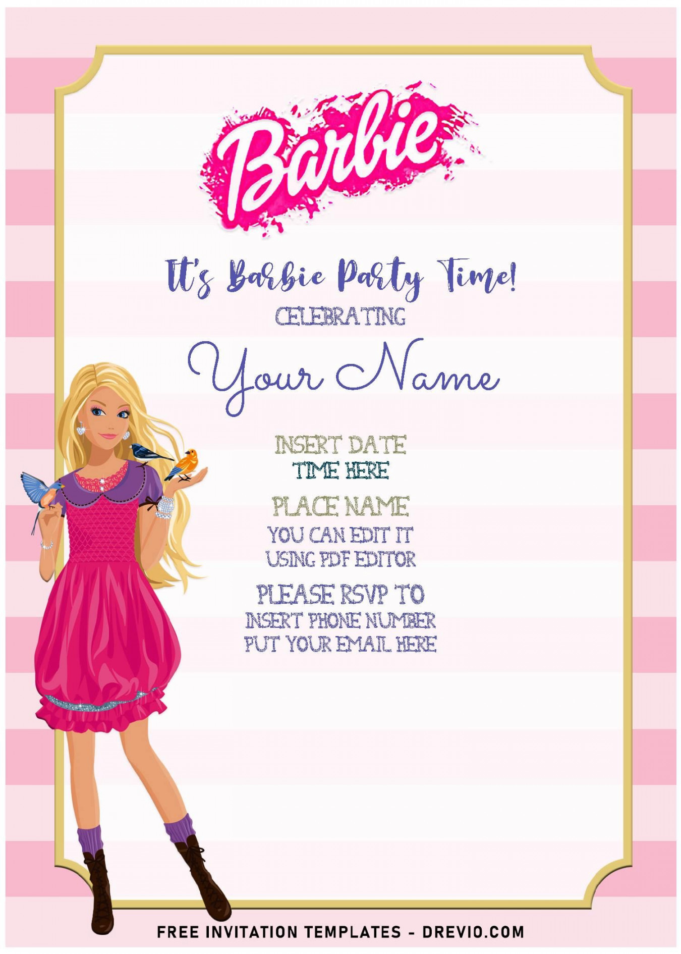 Free Editable PDF) Adorable Barbie Big City Dream Themed Birthday