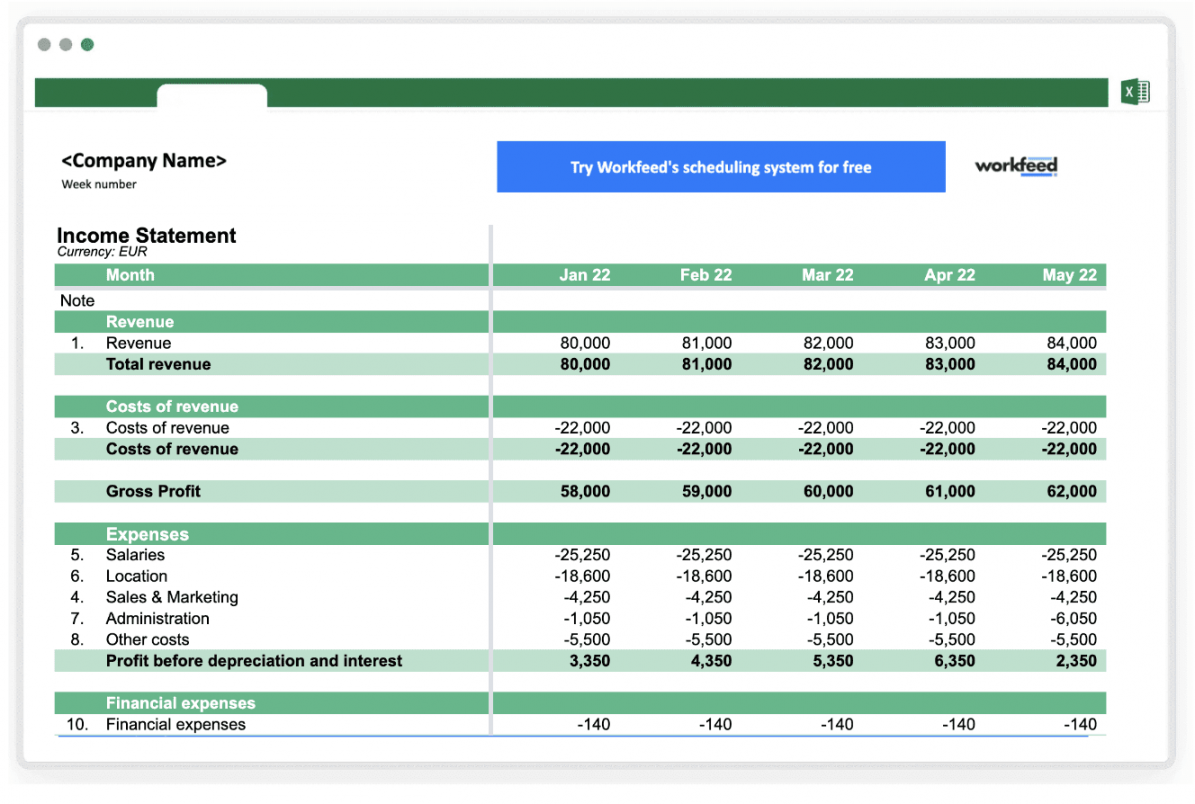 Free Excel Business Budget Template  Workfeed