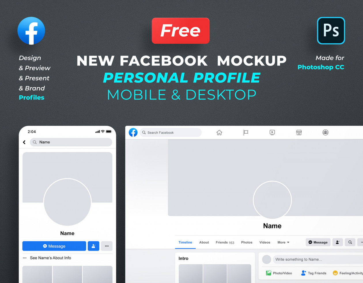 Free Facebook Profile Mockup  - Photoshop Template on Behance