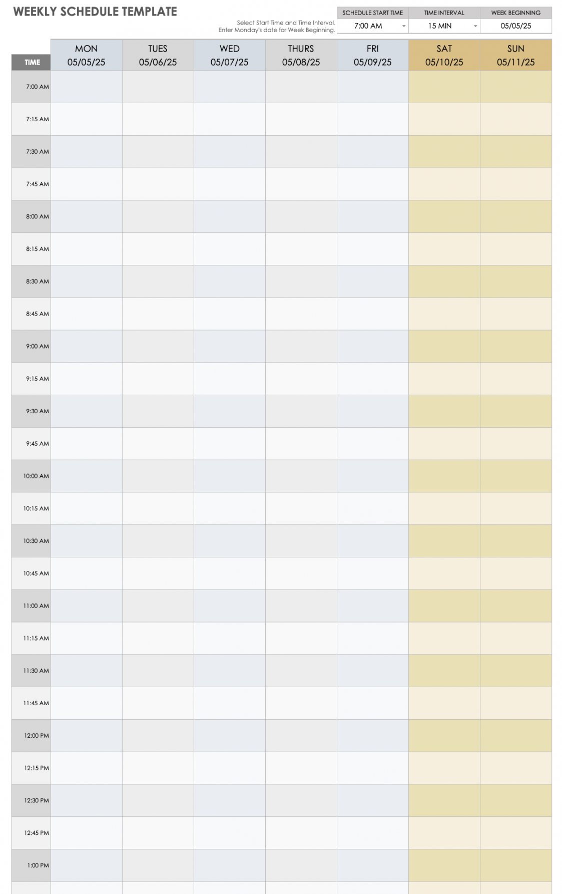 Free Google Sheets Weekly Schedule Templates  Smartsheet