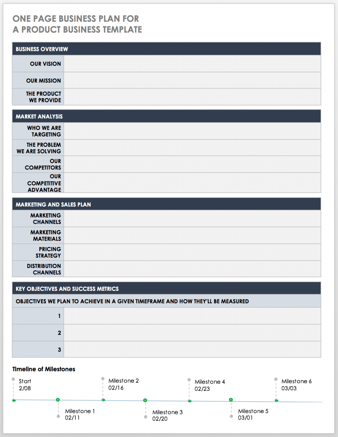 Free One-Page Business Plan Templates  Smartsheet