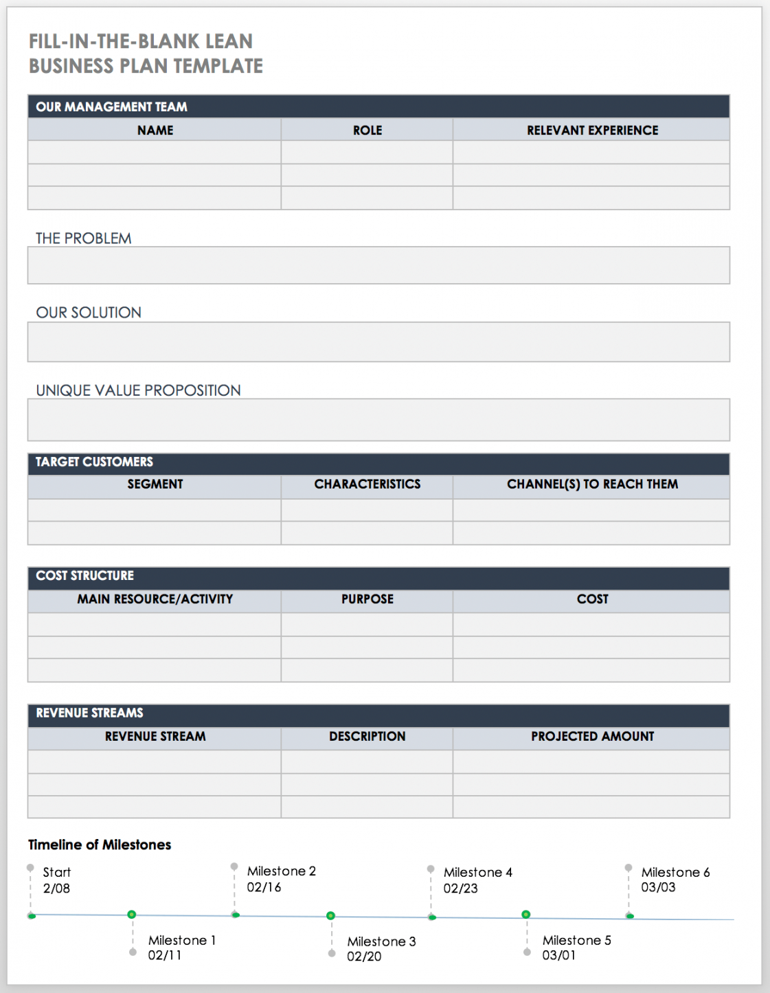 Free PDF Business Plan Templates  Smartsheet