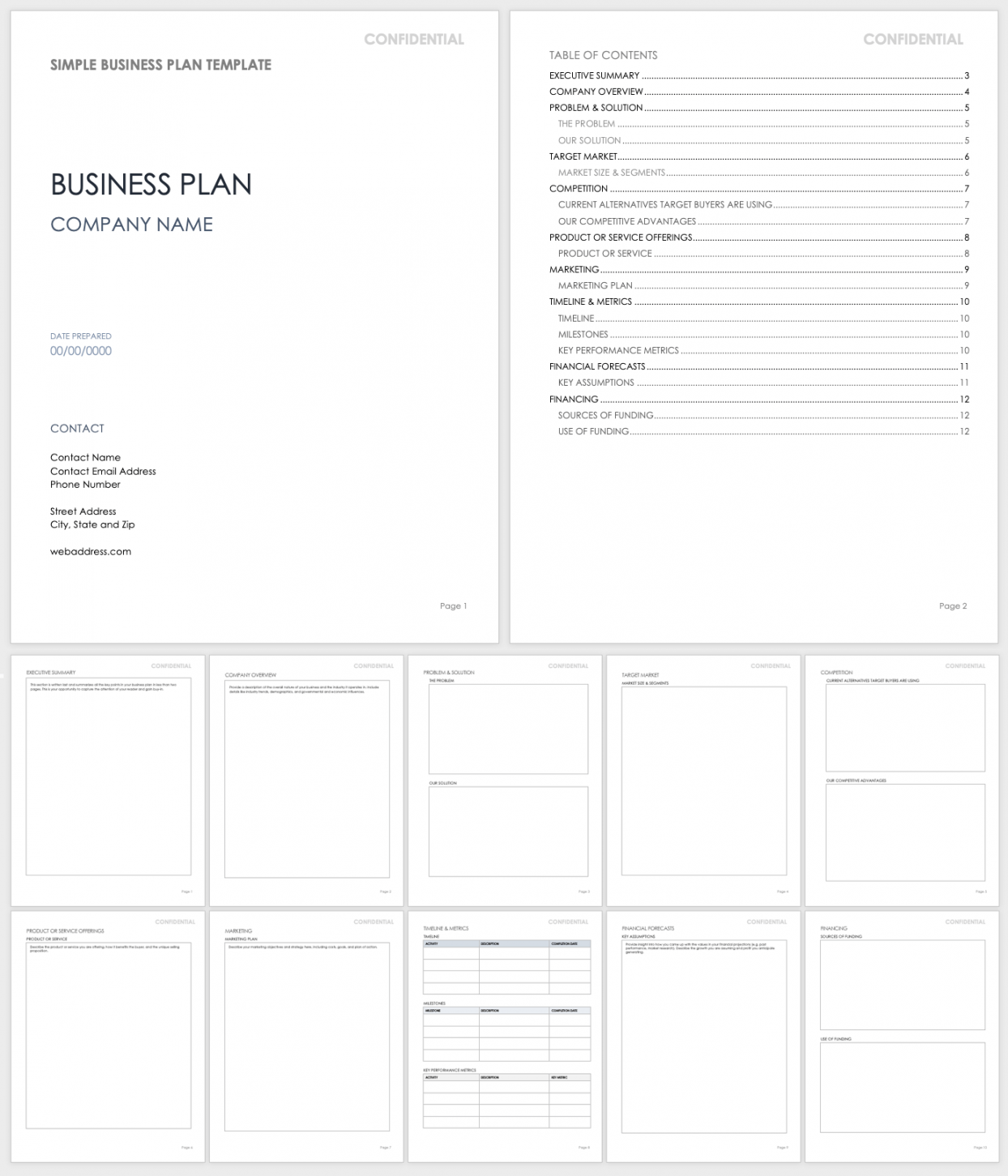 Free PDF Business Plan Templates  Smartsheet