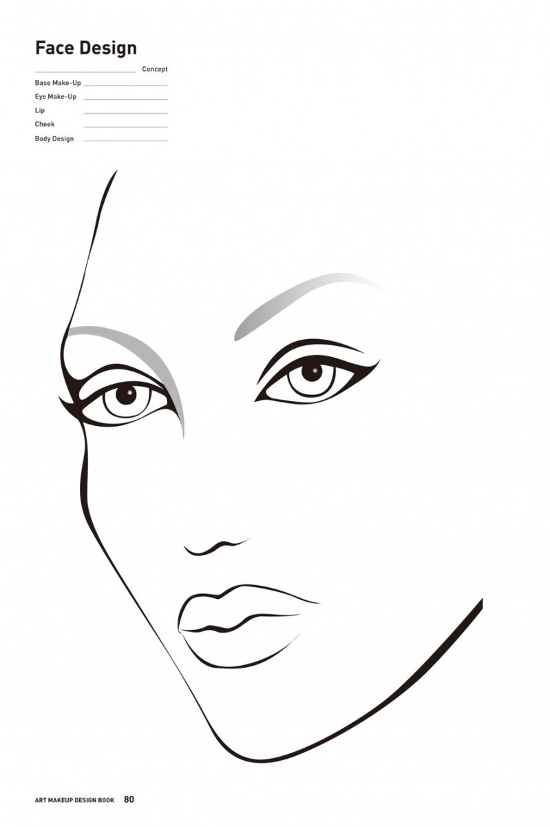 Free printable face chart for makeup artists #facechart#makeup#mua