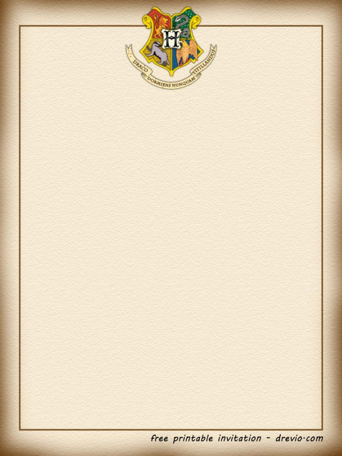 FREE Printable Harry Potter - Hogwarts Invitation Template – FREE