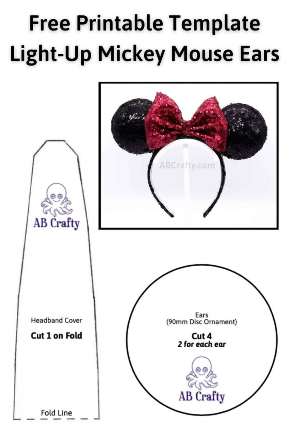 Free Printable Minnie Mouse Ears Template  Diy mickey mouse ears