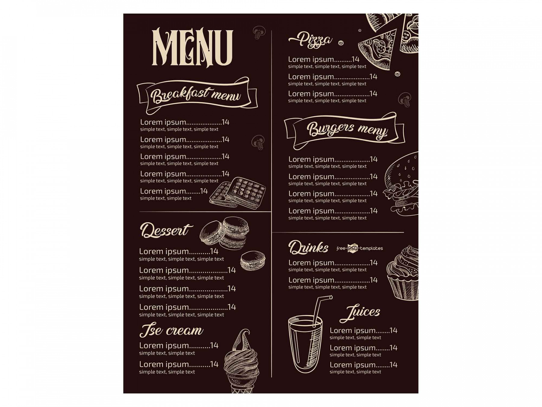 Free Restaurant Menu Template (PSD)