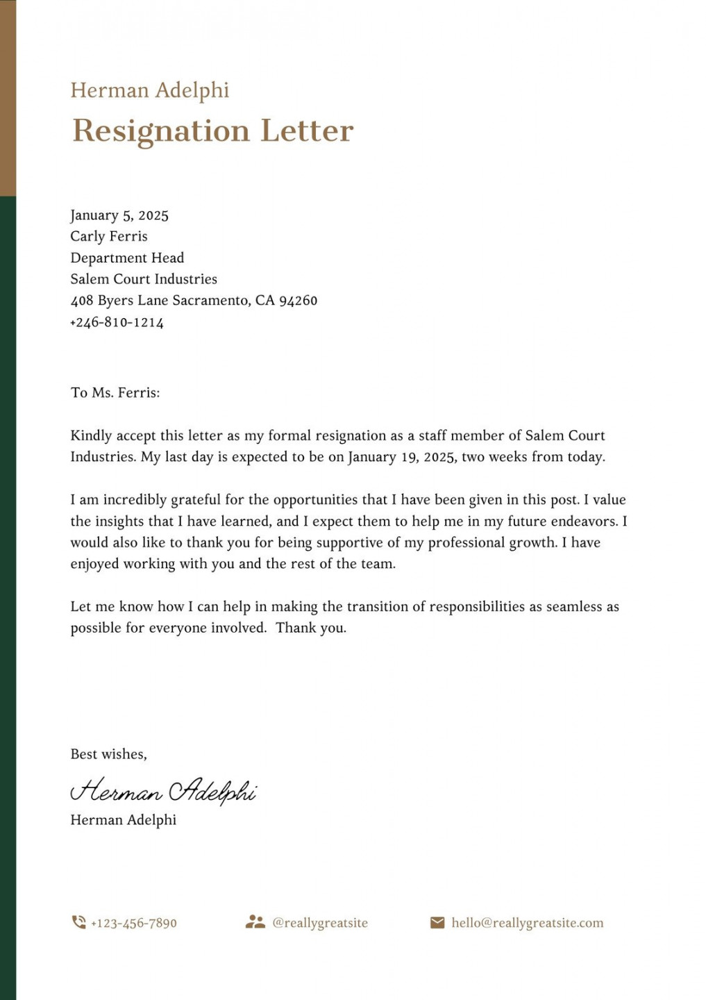 Free to edit and print resignation letter templates  Canva