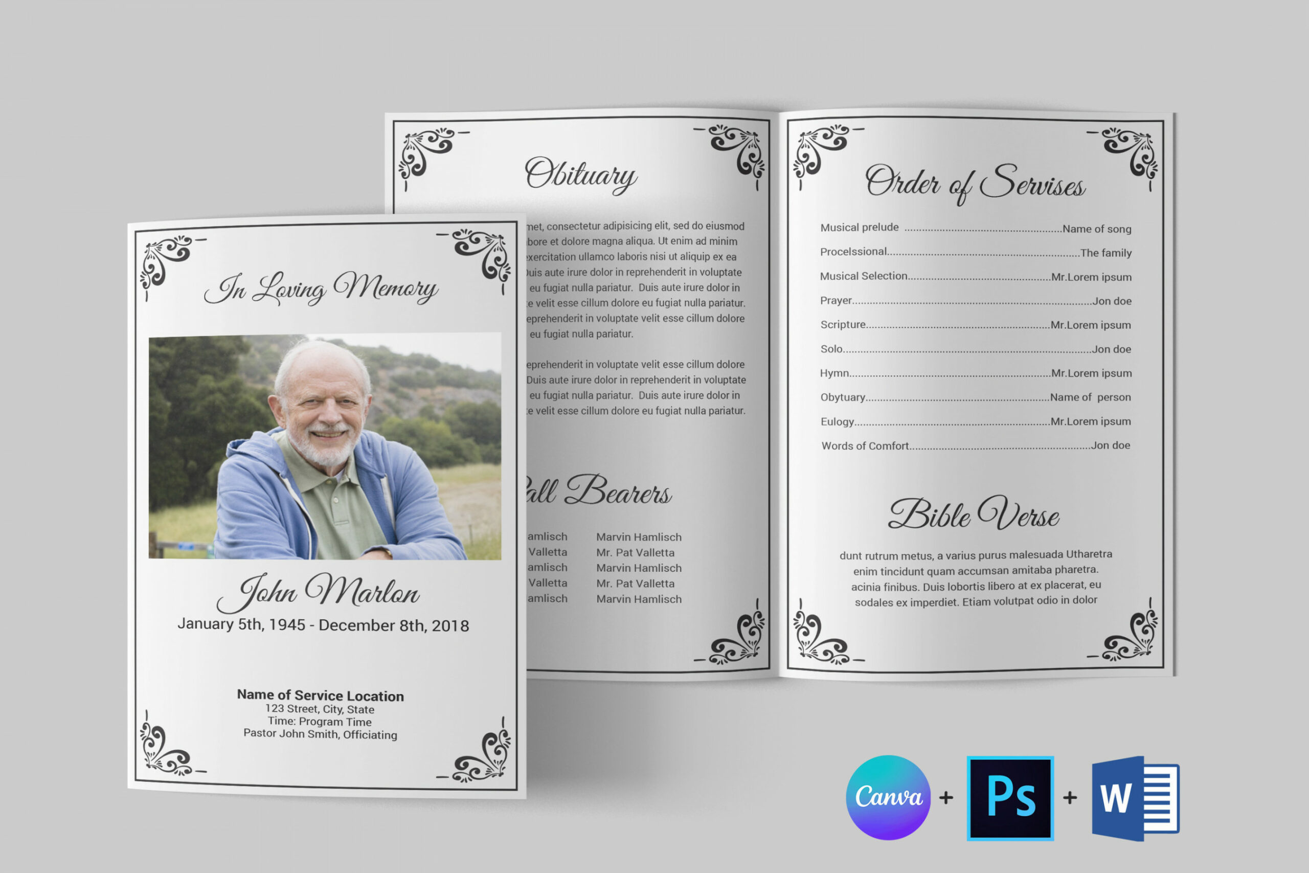 Funeral Program Template Funeral Program Template Word - Etsy