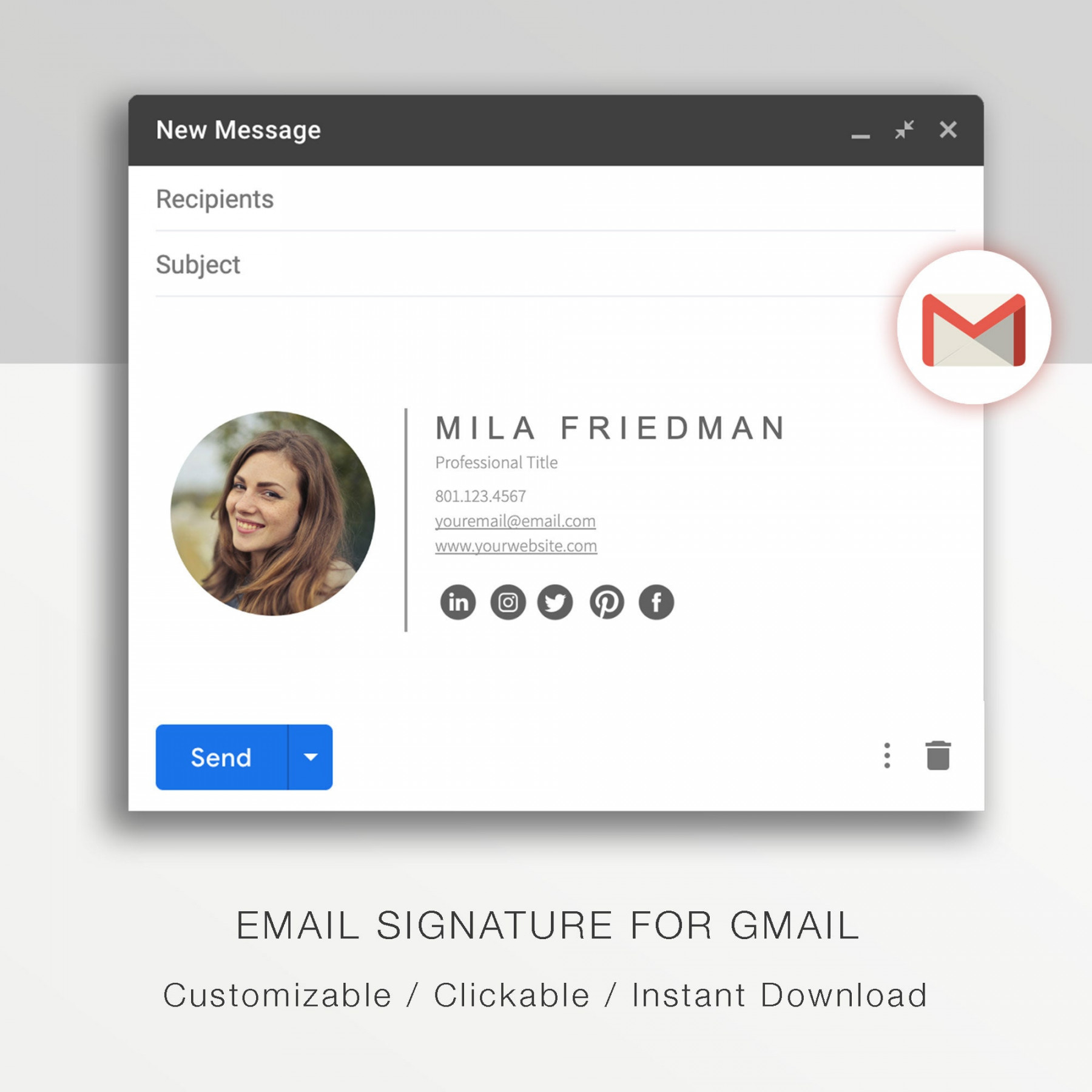 Gmail E-Mail-Signatur-Vorlage. Eine moderne E-Mail-Signatur - Etsy