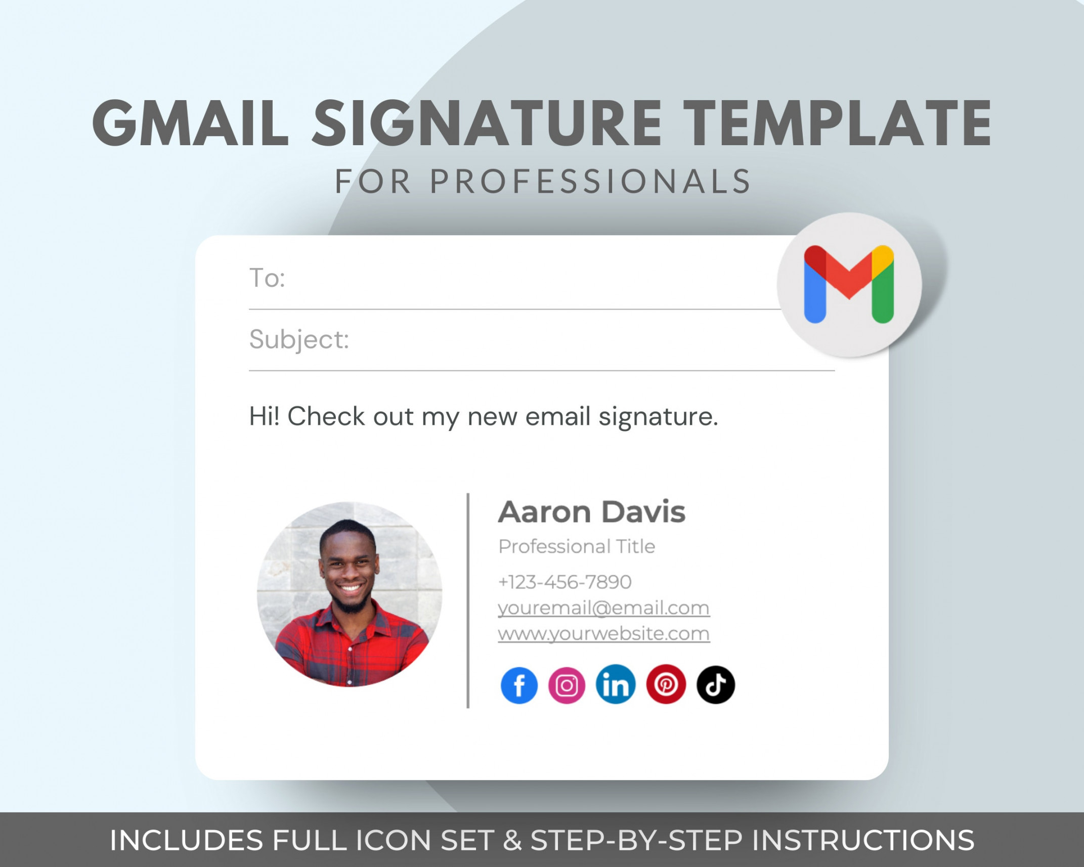 Gmail Email Signature Template Clickable Email Signature - Etsy