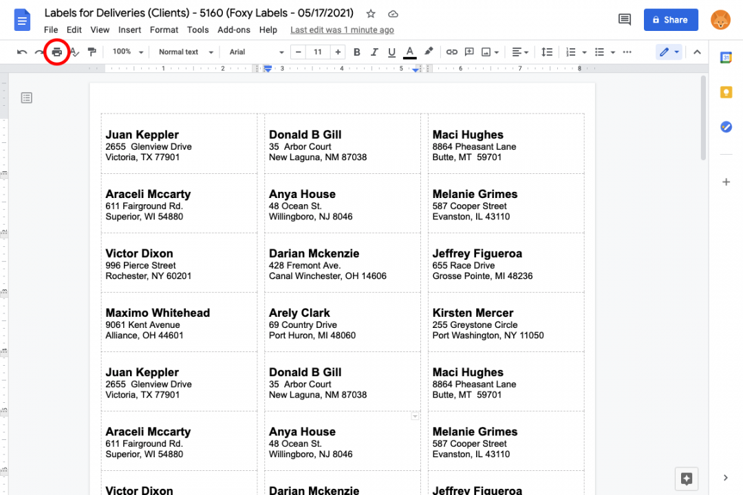 How to make labels in Google Docs