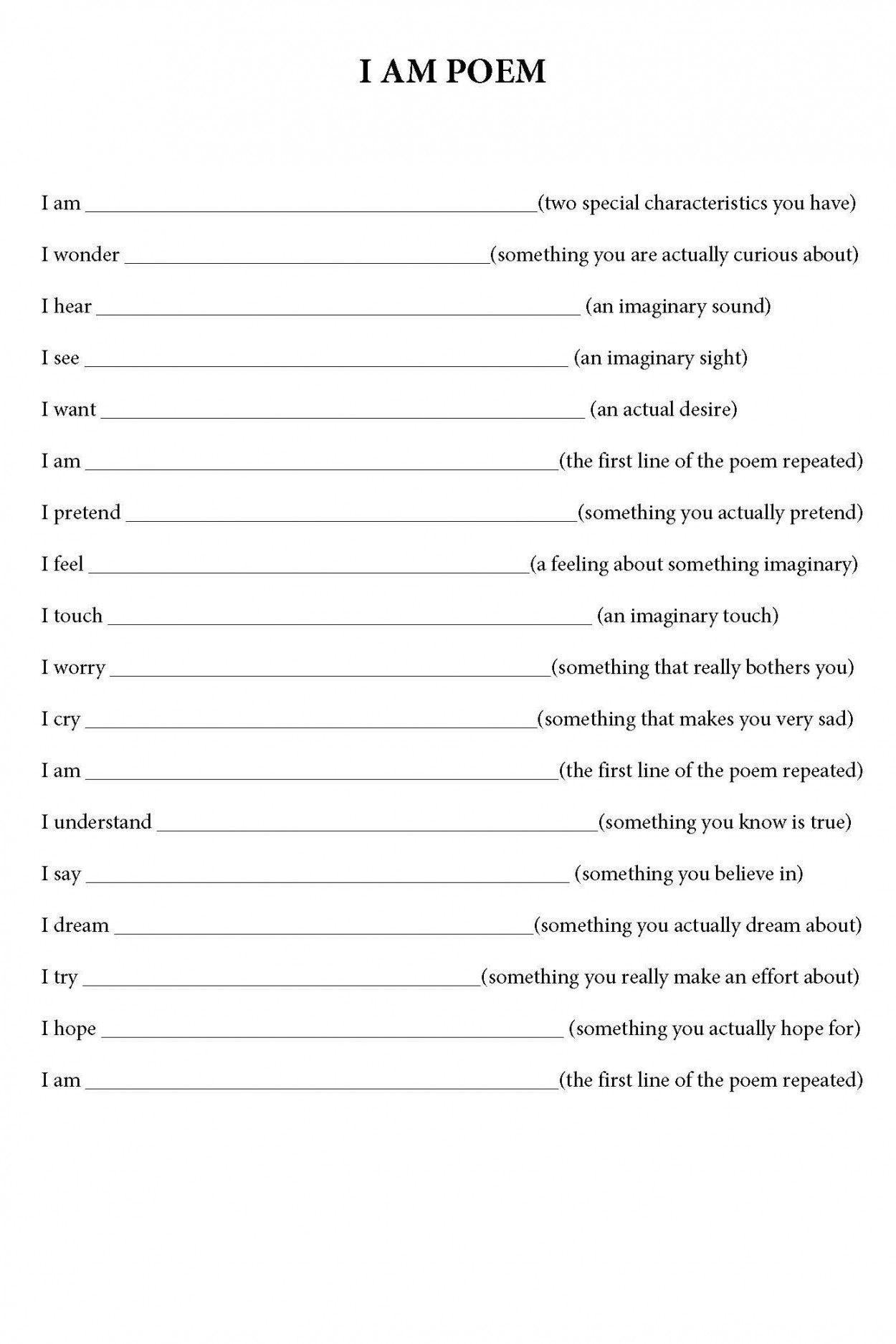 I AM POEM FREE PRINTABLE — Tiaras & Tantrums  I am poem, Poem