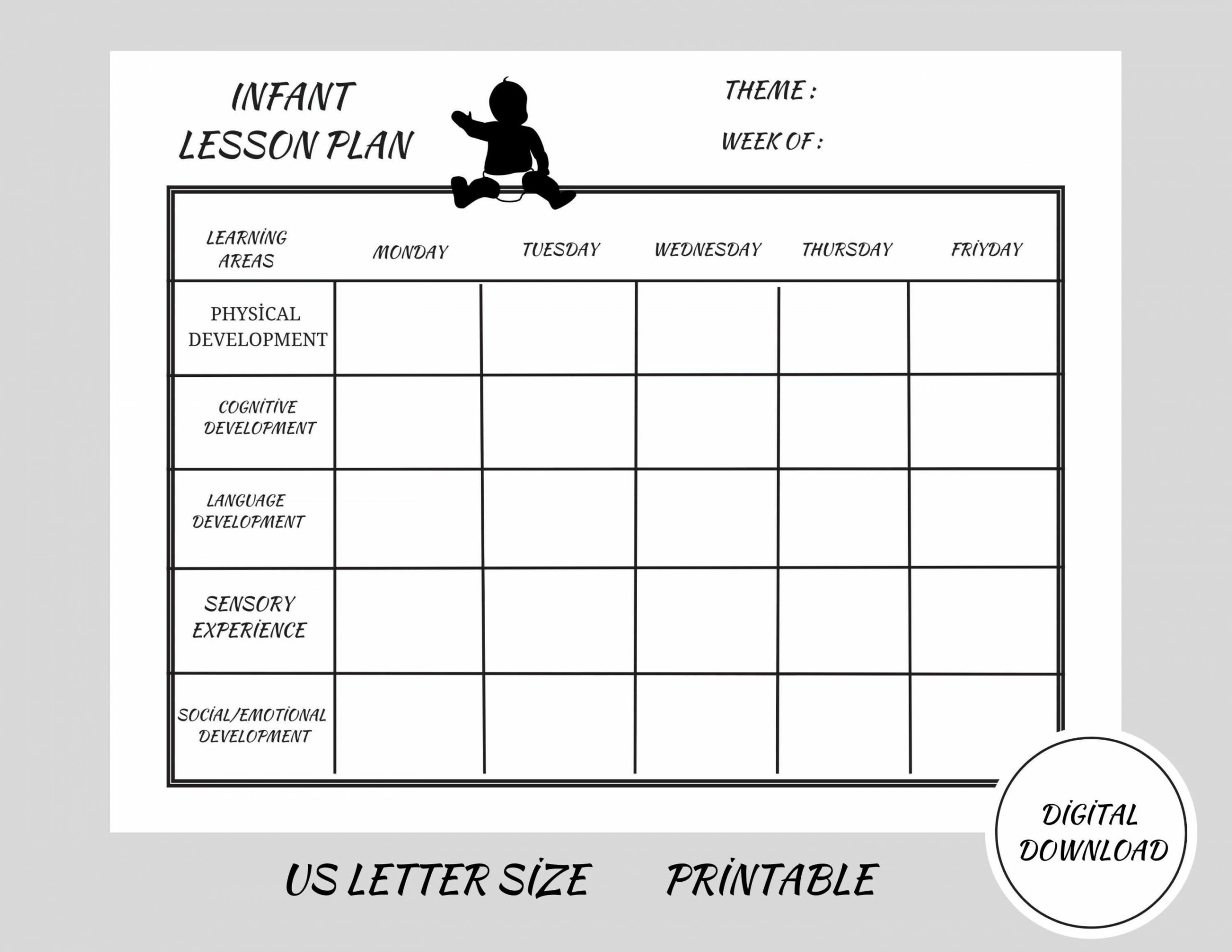 Infant Weekly Lesson Plan-black & White, Construction Printable