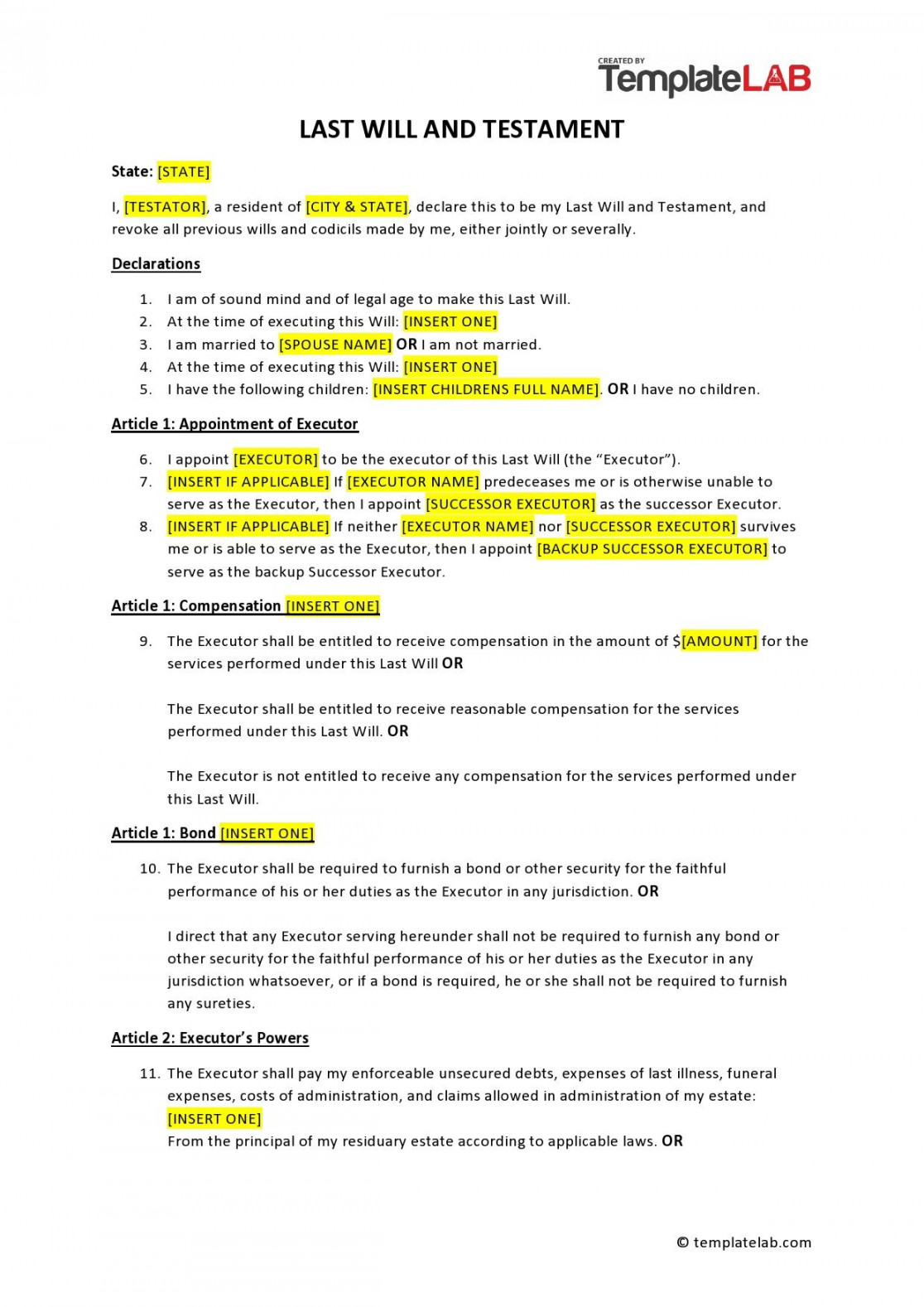 Last Will and Testament Forms & Templates ᐅ TemplateLab